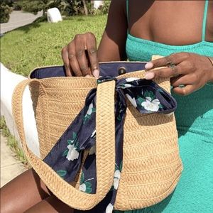 Draper James Straw Bag with Floral Scarf